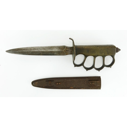 266 - American Military interest First World War LF & C trench fighting knife, impressed US 1918 L.F & C-1... 