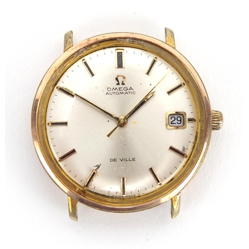 827 - Gentleman's gold plated Omega Deville automatic wristwatch, with date dial, 3.5cm in diameter