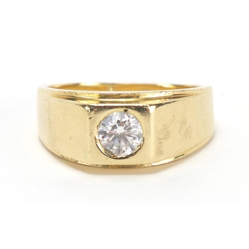673 - 14ct gold diamond solitaire ring, size Z, approximate weight 15.3g