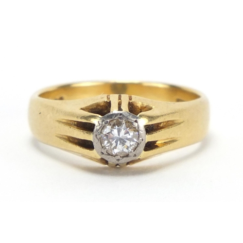675 - 18ct gold diamond solitaire ring, indistinct makers mark, London 1965, size S, approximate weight 7.... 