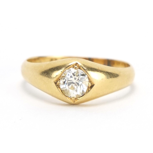 690 - 18ct gold diamond solitaire Gypsy ring, size P, approximate weight 4.0g