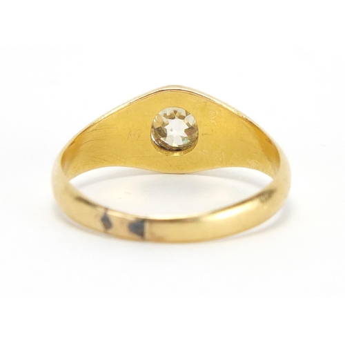 690 - 18ct gold diamond solitaire Gypsy ring, size P, approximate weight 4.0g