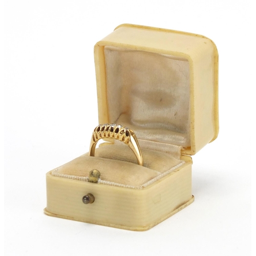 681 - 18ct gold diamond five stone ring, Birmingham 1912, housed in a cream Bakelite box, size M, approxim... 