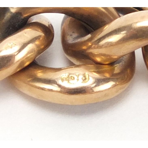705 - 9ct gold bracelet with love heart shaped padlock, 18cm in length, approximate weight 17.4g