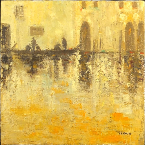 897 - Michel Mali - A Venise, oil on canvas, label and inscription verso, framed, 30cm x 30cm