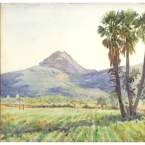 907 - Irene Dunlop 1926 - In the Shadow of Cape Mountain, early 20th century watercolour, signed, mounted ... 