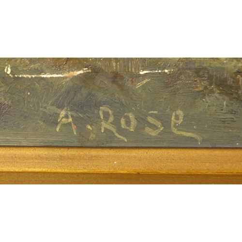 994 - Mrs Adely Rose - A Grey Day, oil on board, signed inscribed labels verso, mounted and framed, 60cm x... 