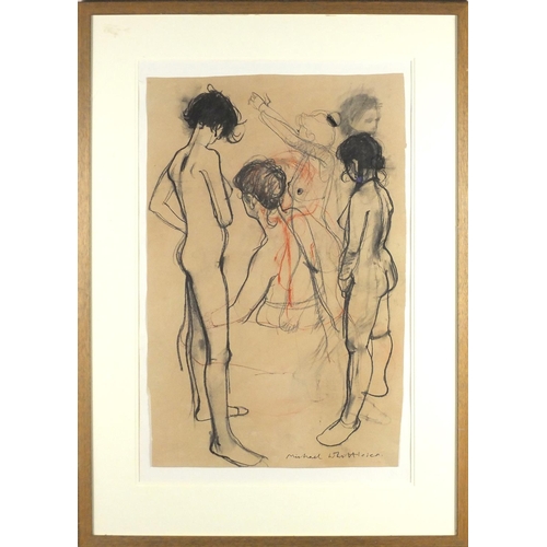 892 - Michael Whittlesea - Life drawing of nude figures, charcoal and chalk, exhibited at The Pastsel Soci... 