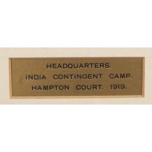 896 - William Luker Jnr 1919 - Headquarters India Contingent camp, Hampton Court, watercolour, signed, mou... 