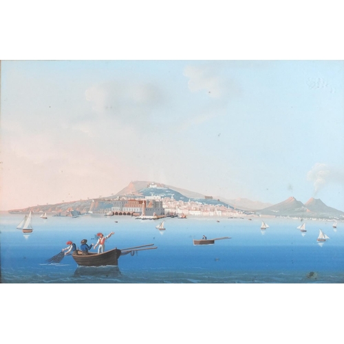 917 - Continental harbour, 19th century Italian school gouache, mounted and framed, 40cm x 26cm