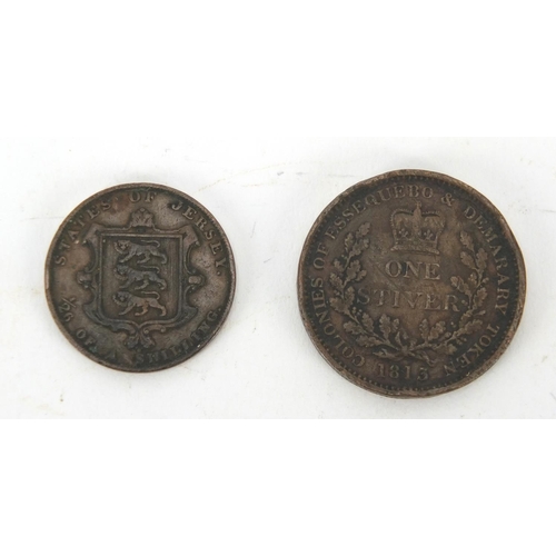 624 - George III 1813 one stiver and a Victorian 1851 1/26 of a shilling