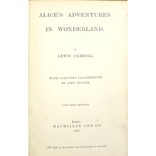 146 - Alice's Adventures in Wonderland by Lewis Carroll, leather bound hardback book, published Macmillan ... 