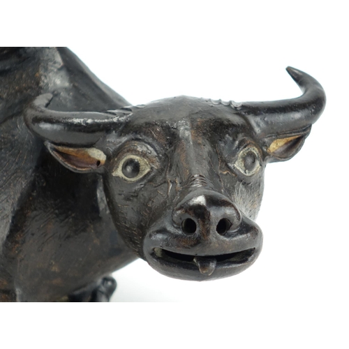 345 - Large Chinese porcelain model of a boy and water buffalo, 39cm wide