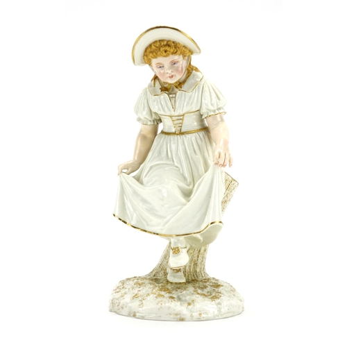 506 - 19th century Royal Worcester hand painted porcelain figure of a young girl, factory marks and number... 