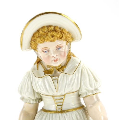 506 - 19th century Royal Worcester hand painted porcelain figure of a young girl, factory marks and number... 