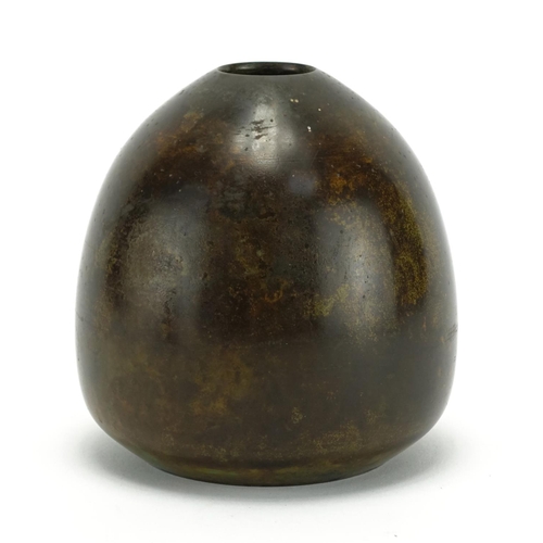 363 - Japanese patinated bronze vase, impressed marks to the base, 14cm high