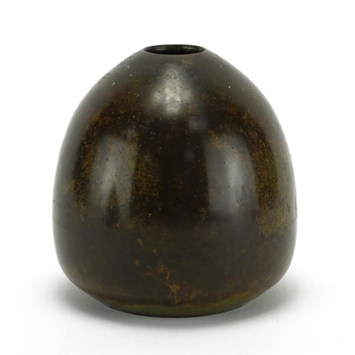 363 - Japanese patinated bronze vase, impressed marks to the base, 14cm high