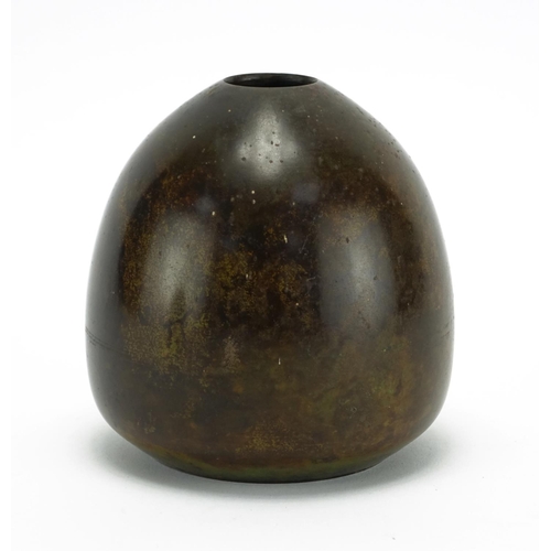 363 - Japanese patinated bronze vase, impressed marks to the base, 14cm high