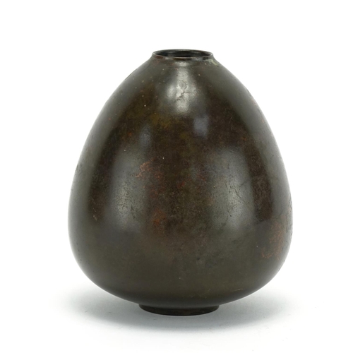 364 - Japanese patinated bronze vase, impressed marks to the base, 13cm high