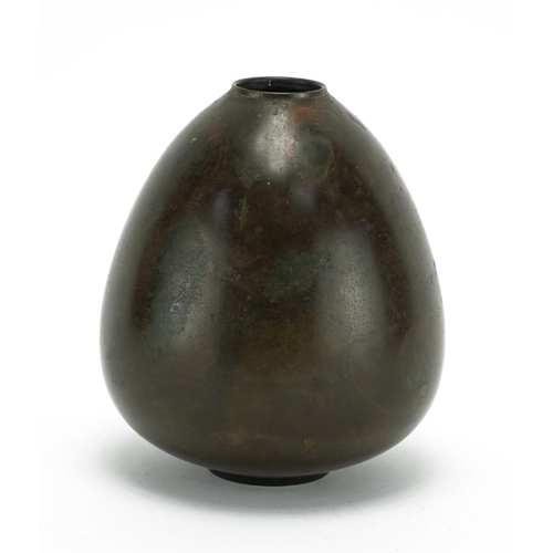 364 - Japanese patinated bronze vase, impressed marks to the base, 13cm high