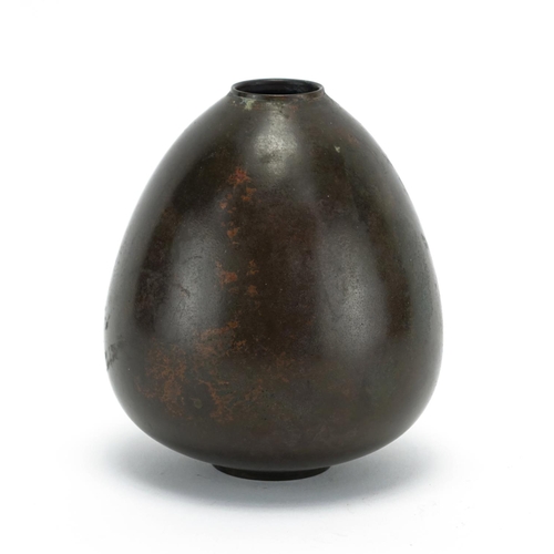 364 - Japanese patinated bronze vase, impressed marks to the base, 13cm high