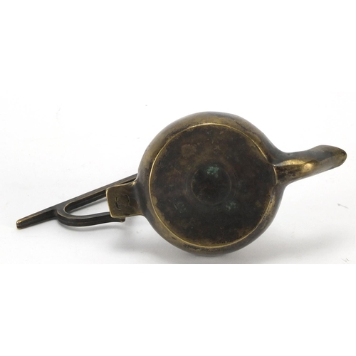 461 - Roman style bronze hanging oil lamp, 10cm wide