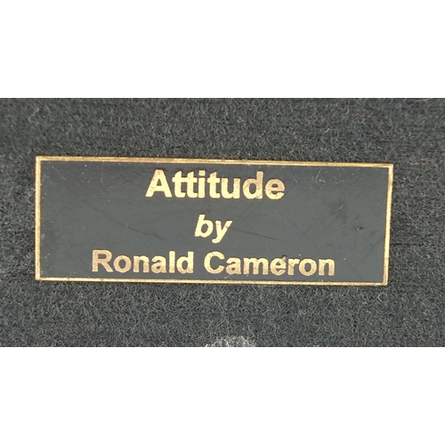 2154 - Ronald Cameron, patinated bronze study a nude female, Attitude, raised on a rectangular black marble... 