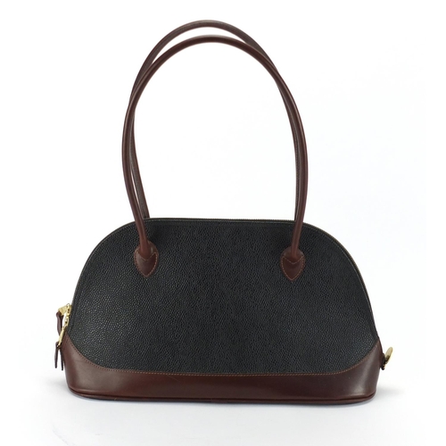 2250 - Mulberry black and brown leather handbag, 45cm high