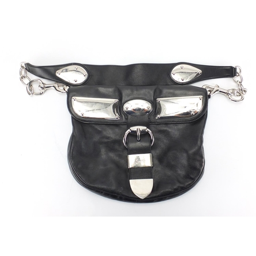 2249 - Vintage Gucci black leather handbag, 34cm wide