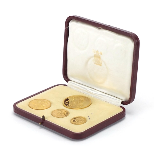 157 - George VI 1937 specimen gold coin set by The Royal Mint comprising five pounds, two pounds, sovereig... 