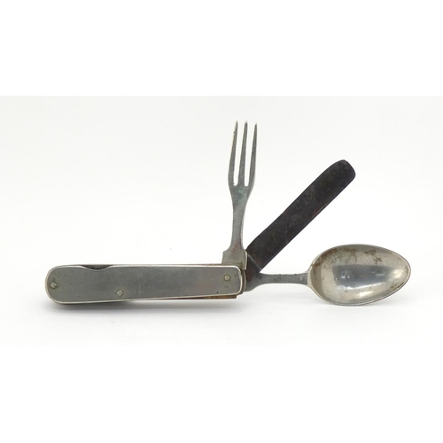 222 - Military interest Boer War folding cutlery set