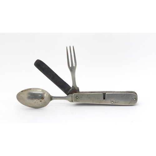 222 - Military interest Boer War folding cutlery set