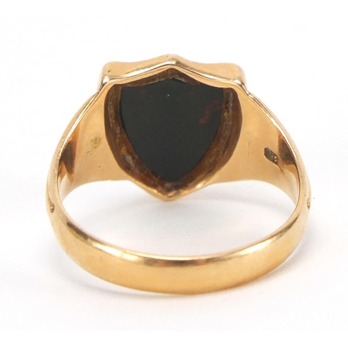 771 - Victorian 15ct gold bloodstone signet ring, size R, approximate weight 4.7g