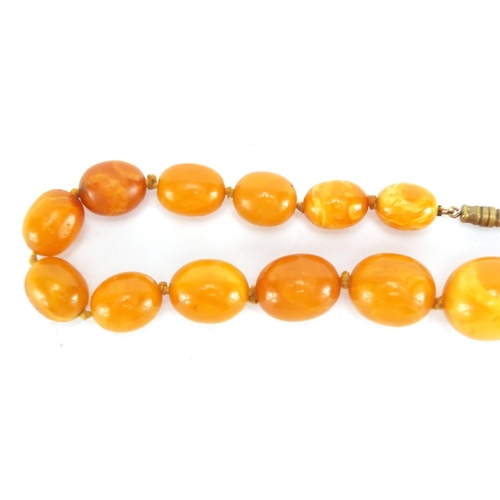 805 - Butterscotch amber coloured graduated bead necklace, 40cm in length, approximate weight 39.6g