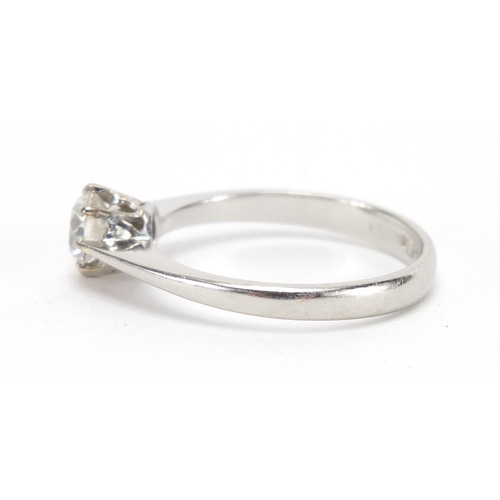 685 - Platinum diamond solitaire ring, size O, approximate weight 4.0g