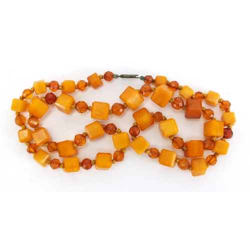 808 - Amber coloured bead necklace, 60cm in length, approximate weight 33.4g