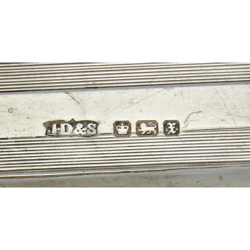 629 - Rectangular silver tray with engine turned decoration, by James Dixon & Sons, Sheffield 1915, 28cm x... 