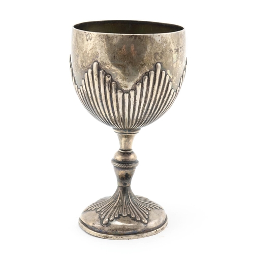 610 - Victorian silver demi fluted chalice, indistinct makers mark London 1871, 14.5cm high, approximate w... 
