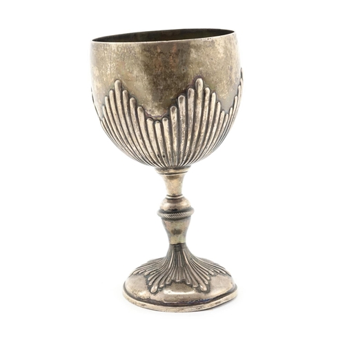 610 - Victorian silver demi fluted chalice, indistinct makers mark London 1871, 14.5cm high, approximate w... 