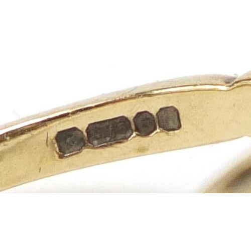 770 - 9ct gold seed pearl and sapphire ring, housed in a James Walker box, size M, approximate weight 3.6g