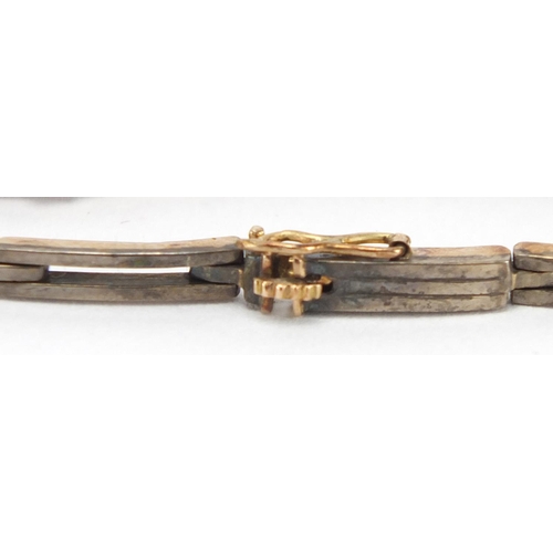 674 - Antique gold diamond nine stone bracelet, the clasp marked 585, 17cm in length, approximate weight 8... 