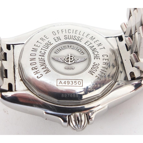 830 - Gentleman's Breitling chronometer Cockpit Two stainless steel wristwatch, with day date Mother of Pe... 