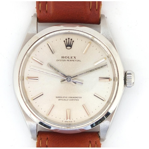 821 - Gentleman's stainless steel Rolex Oyster perpetual wristwatch, the movement numbered 1570, registere... 