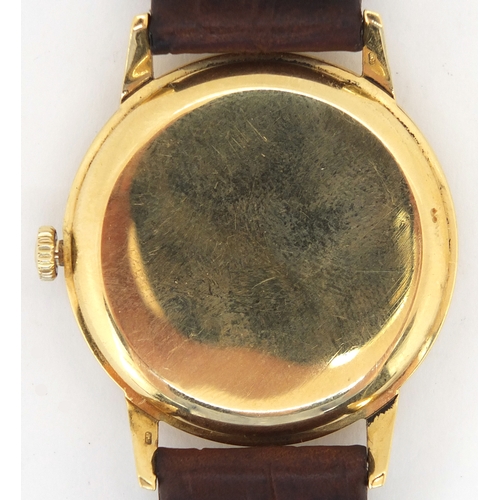 823 - Gentleman's Omega 18ct gold wristwatch, the movement numbered 19191540, 3.5cm in diameter