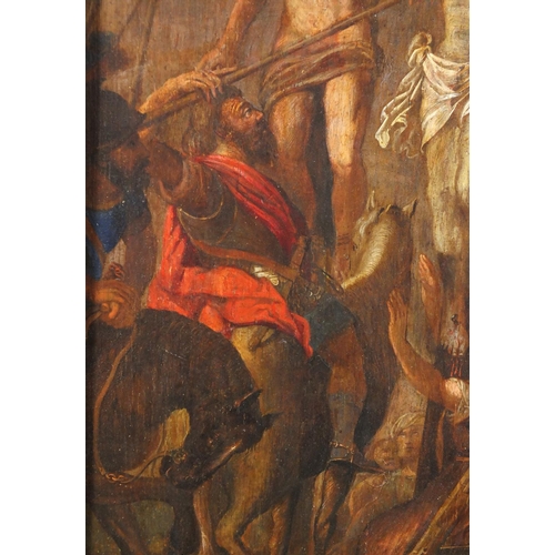 863 - Circle of Pieter Paul Rubens - Coup De Lancs, early 17th century oil on wood panel, framed, 64cm x 4... 