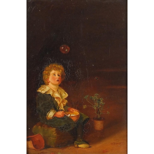 979 - After John Everett Millais - Bubbles by G Barnett, early 20th century oil on canvas, framed, 22cm x ... 