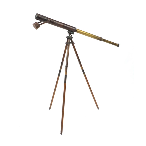 245 - World War I Military Mark IV two drawer leather bound brass telescope by Ryland & Son of London, wit... 