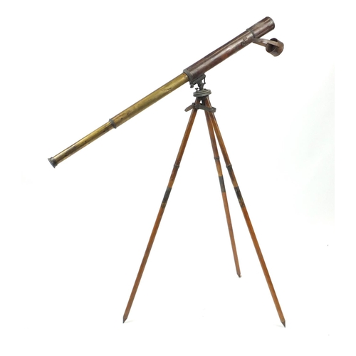 245 - World War I Military Mark IV two drawer leather bound brass telescope by Ryland & Son of London, wit... 