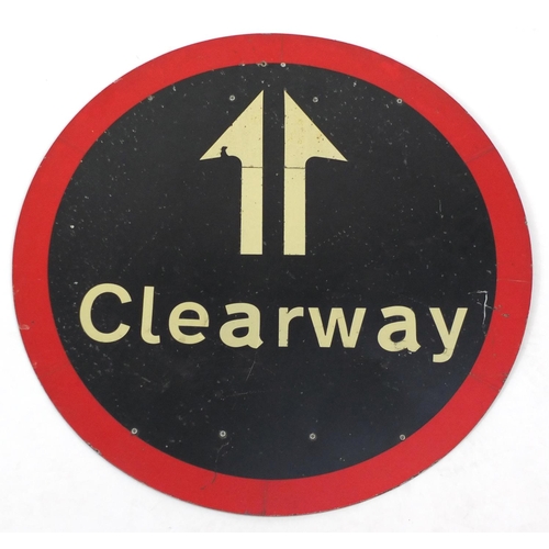 119 - Circular clear way metal sign, 76cm in diameter