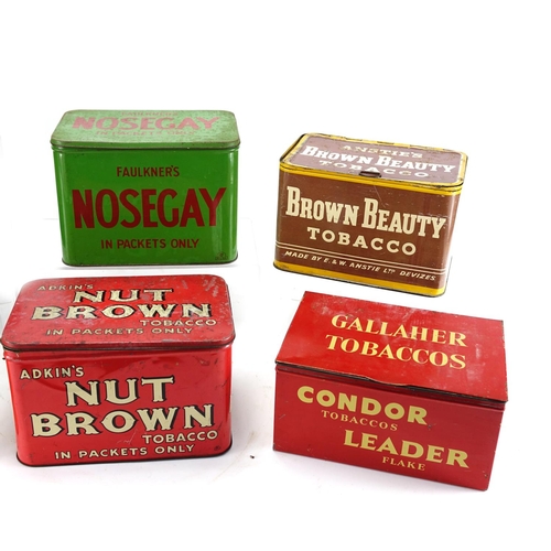120 - Six vintage advertising tobacco tins comprising Anstie's Brown Beauty, Gallaher, Adkin's Nut Brown, ... 